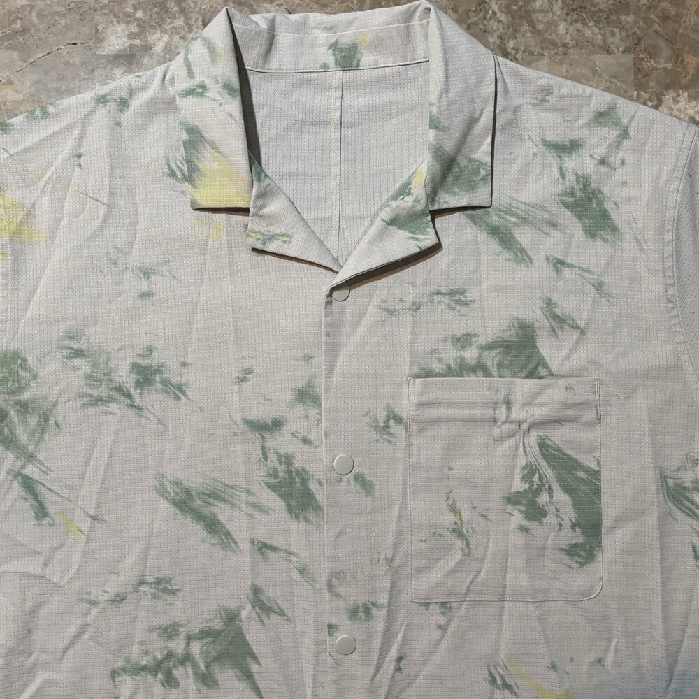 Lululemon Shirt Mens XL Airing Easy Camp Collar Marble Short Sleeve Snap Summer